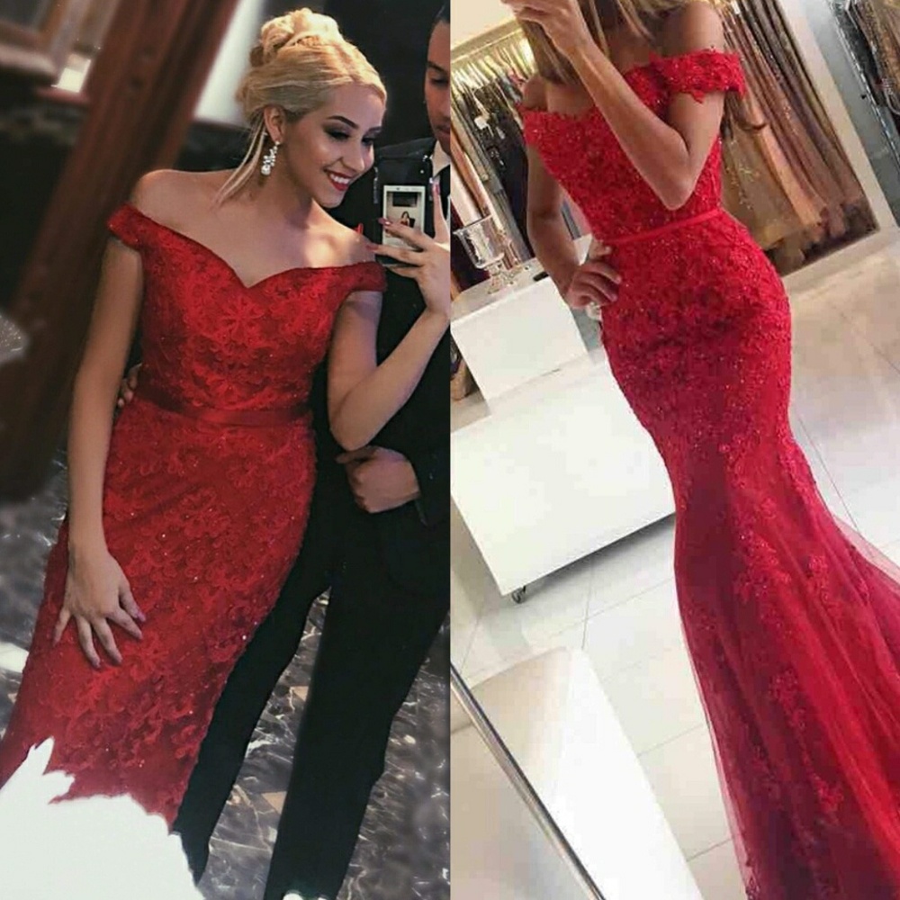Red Off The Shoulder Dress/Evening Gown